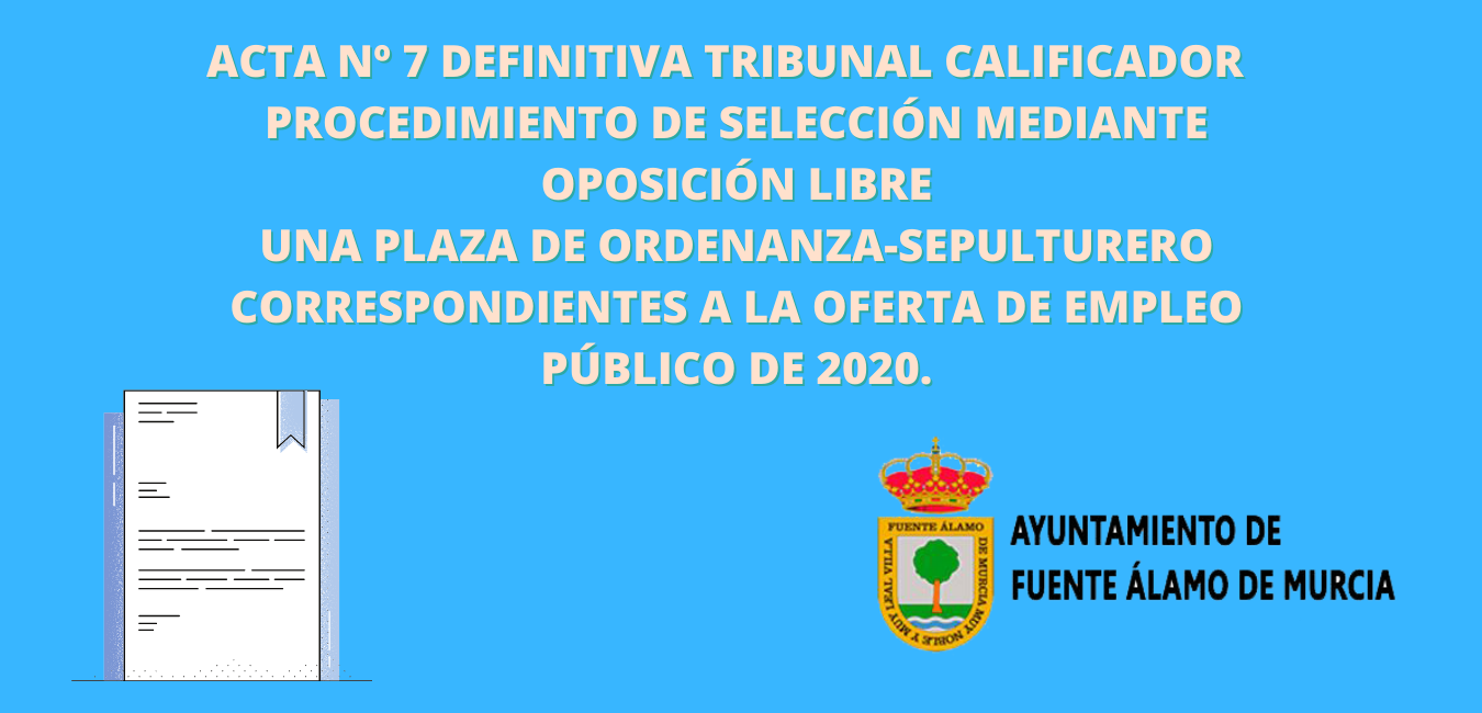 ACTA DEFINITIVA DE APROBADOS DE OPOSICIÓN LIBRE DE UNA PLAZA DE ORDENANZA-SEPULTURERO