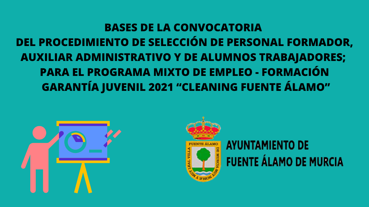 Bases selección formador, auxiliar admin y alumnos trabajadores PMEF GJ "Cleaning Fuente Álamo"