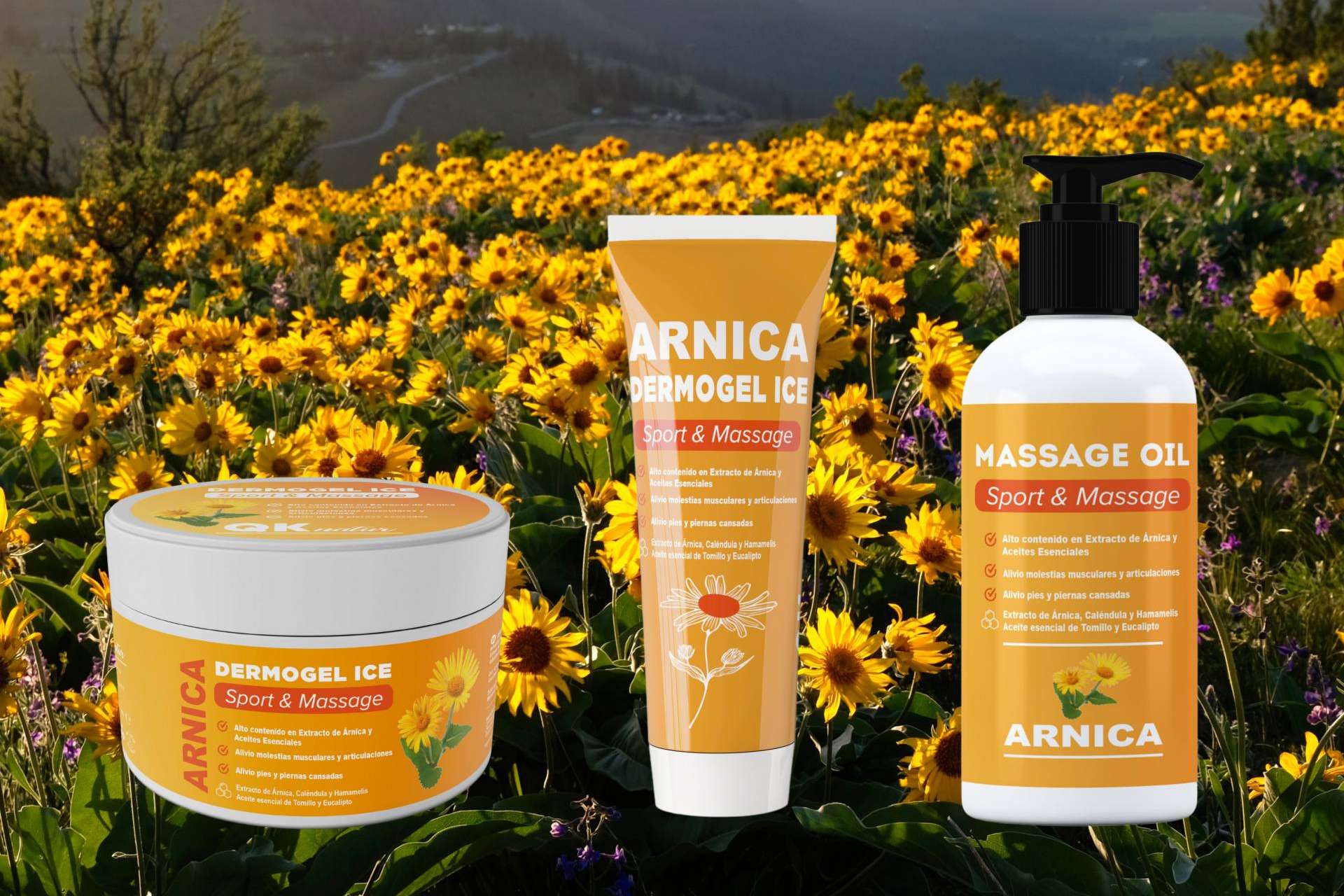 Crema y aceite masaje árnica, con QKnatur