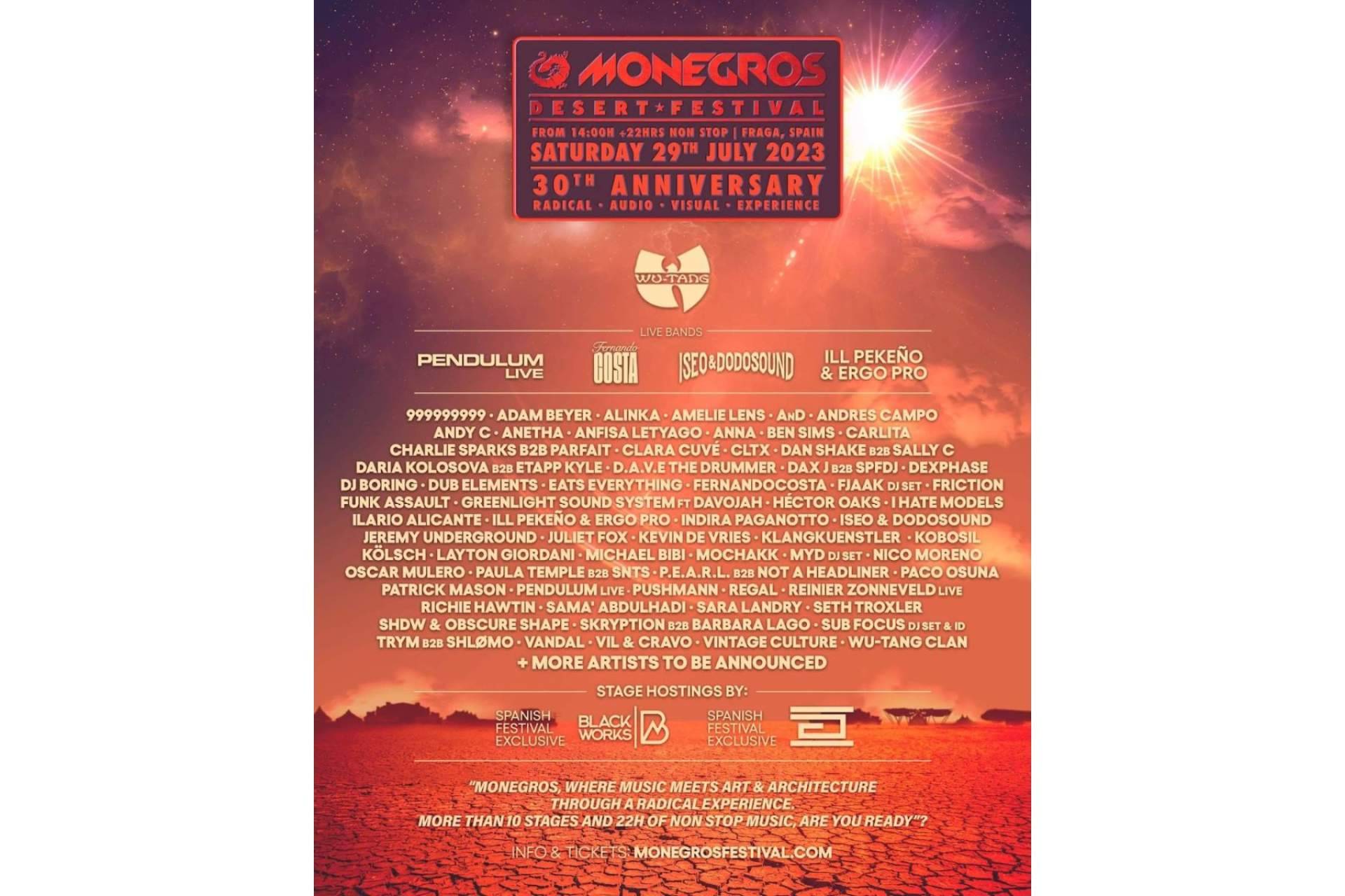 Monegros Desert Festival informa sobre el 70 % del line up de su 30 aniversario y promete ser el año más creativo de su historia