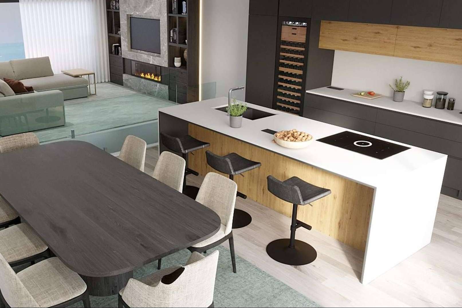 Decoración de baños y cocinas con isla con la empresa Decoradora