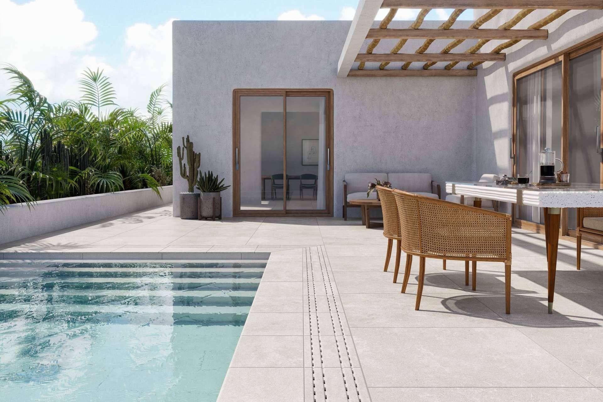 Escoger gres porcelánico para la piscina, con Interazulejo