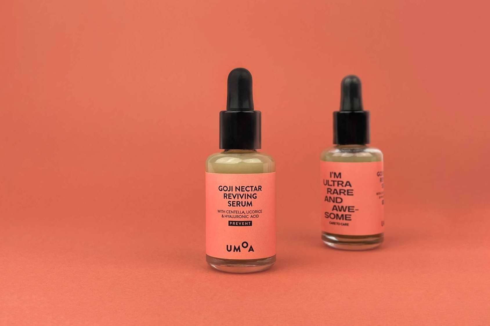 El sérum facial Goji Néctar Reviving Serum de UMOA, uno de los productos más representativos de la marca