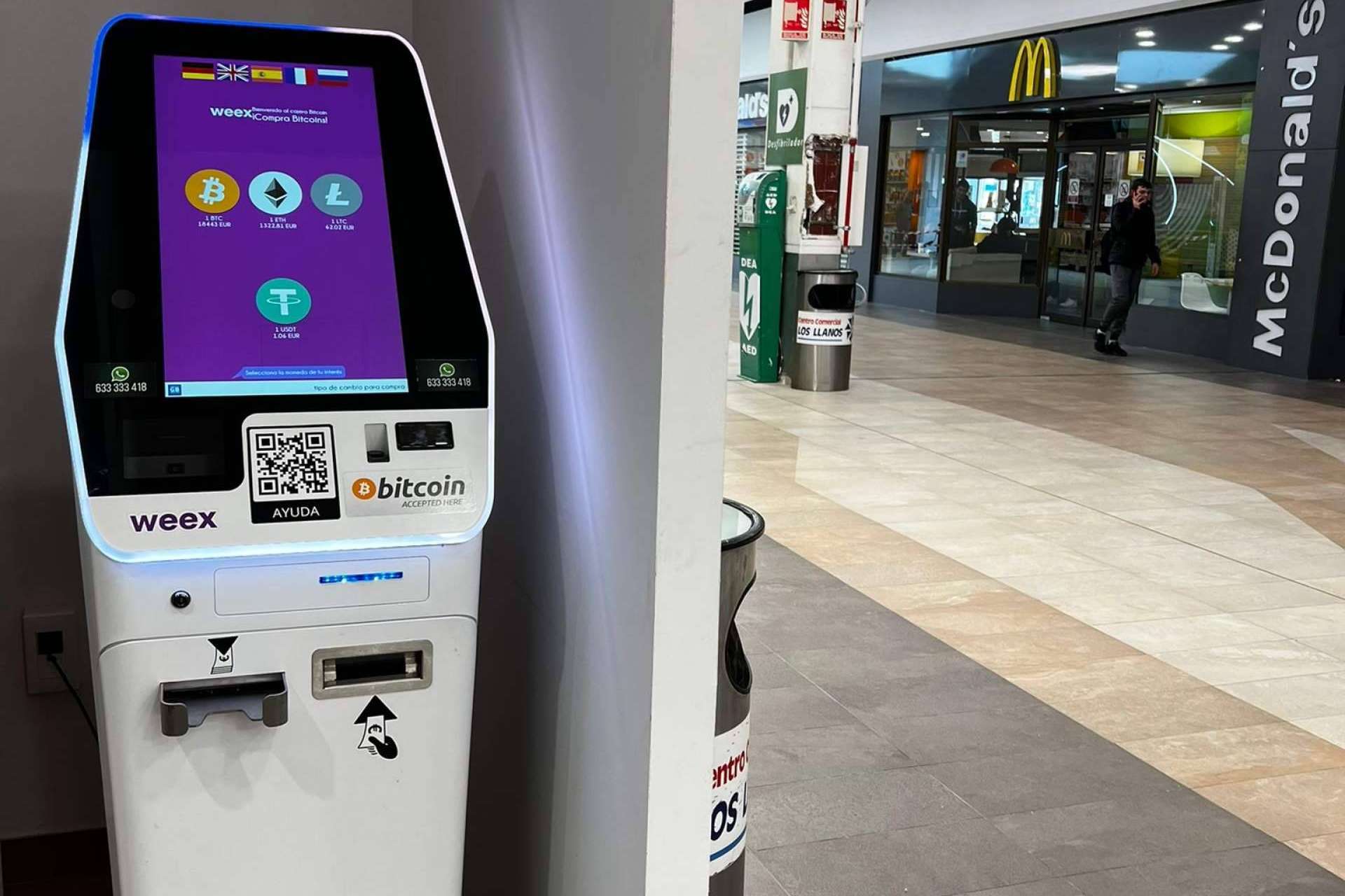Weex, empresa española de cajeros de bitcoin, expande su presencia a los centros comerciales Alcampo
