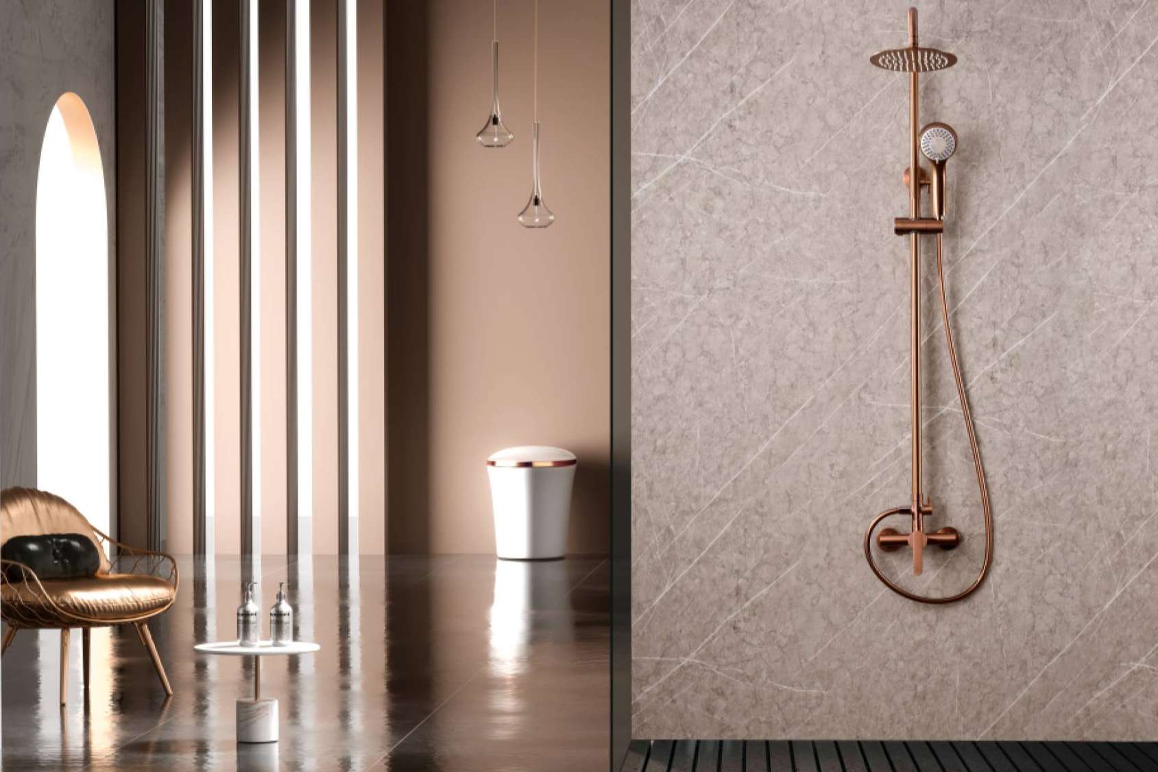El oro rosa cepillado, la tendencia más chic para elementos de baños que llega con IMEX Products
