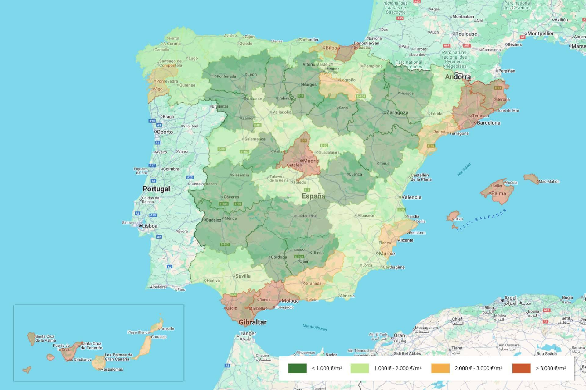 Precios de la vivienda en España; análisis comparativo por provincia